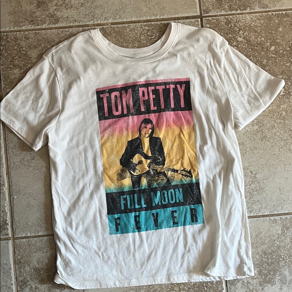 Graphic White Tee with Multicolor Print